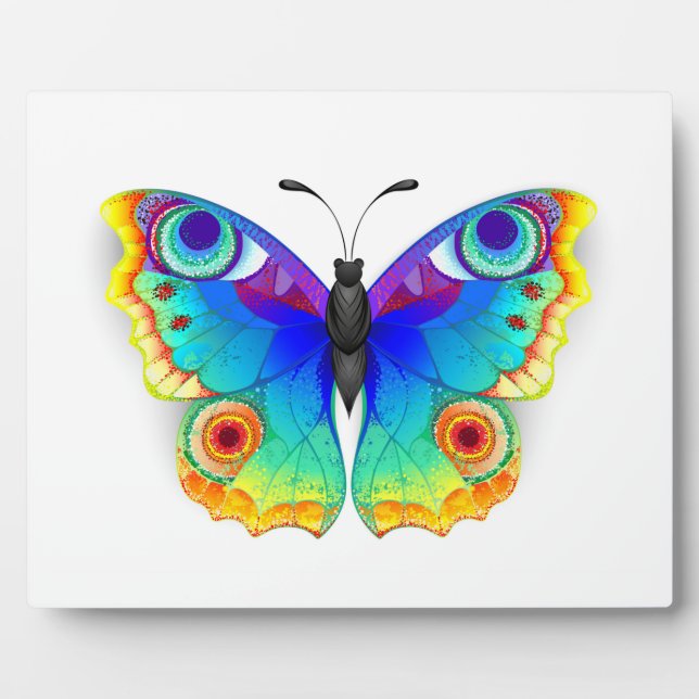 Rainbow Butterfly Peacock Eye Plaque (Front)