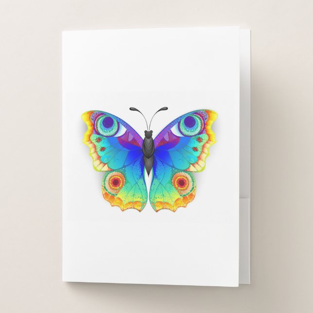 Rainbow Butterfly Peacock Eye Pocket Folder (Front)