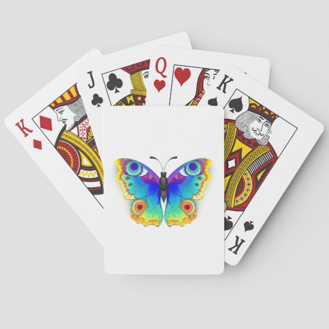 Rainbow Butterfly Peacock Eye Poker Cards (Back)