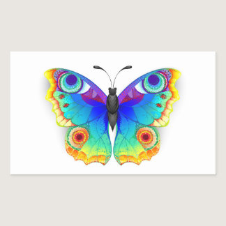 Rainbow Butterfly Peacock Eye Rectangular Sticker
