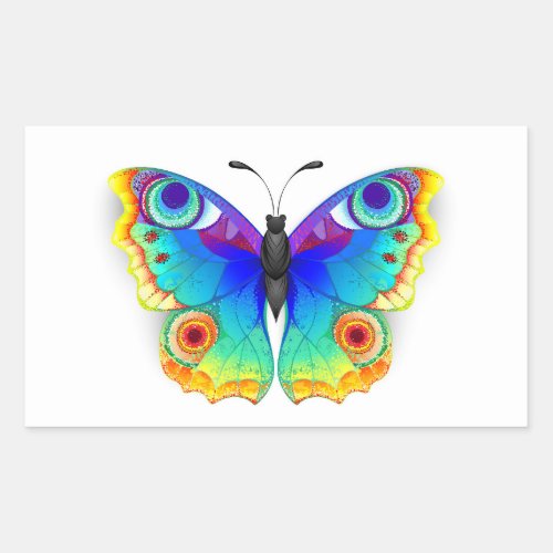 Rainbow Butterfly Peacock Eye Rectangular Sticker