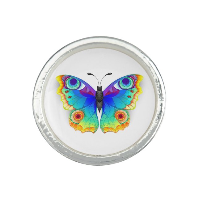 Rainbow Butterfly Peacock Eye Ring (Front)