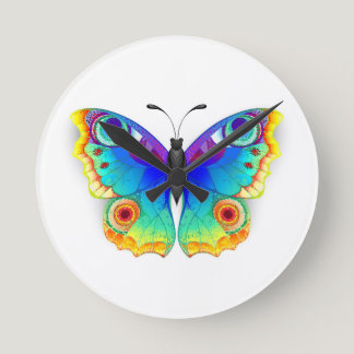 Rainbow Butterfly Peacock Eye Round Clock