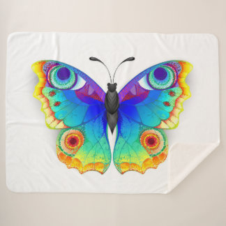 Rainbow Butterfly Peacock Eye Sherpa Blanket