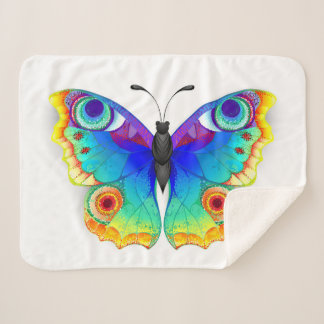 Rainbow Butterfly Peacock Eye Sherpa Blanket