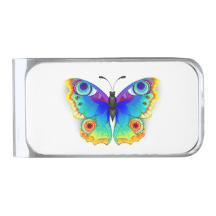 Rainbow Butterfly Peacock Eye Silver Finish Money Clip