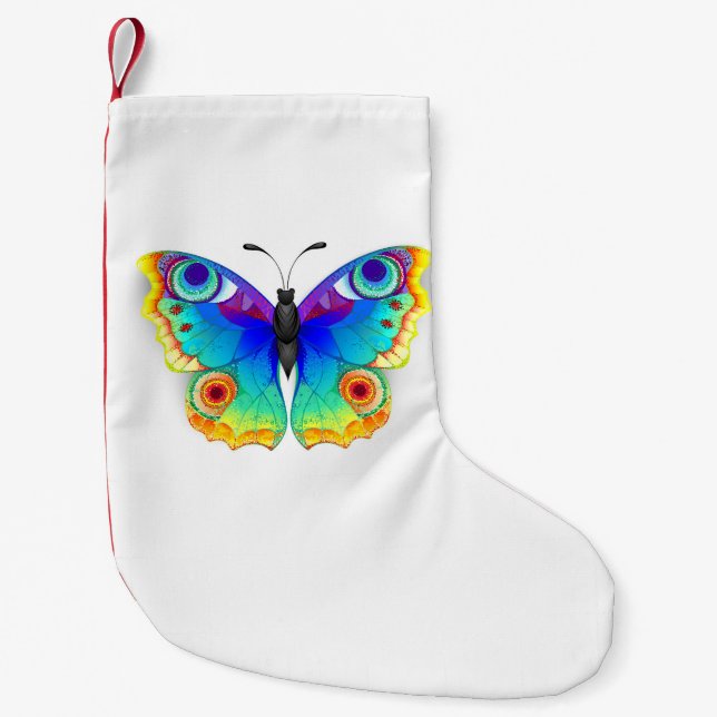Rainbow Butterfly Peacock Eye Small Christmas Stocking (Front)