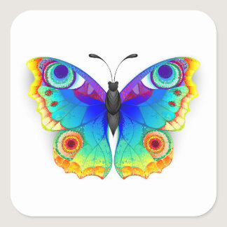 Rainbow Butterfly Peacock Eye Square Sticker