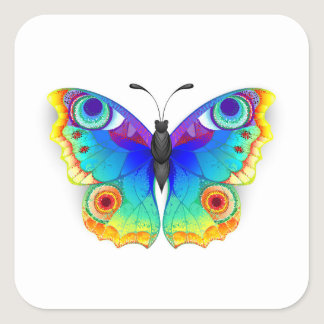Rainbow Butterfly Peacock Eye Square Sticker