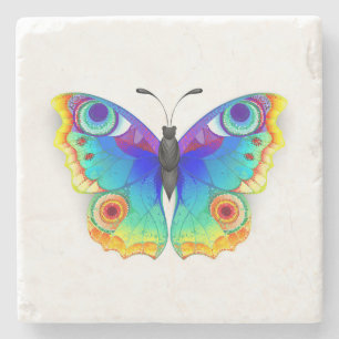 Rainbow Butterfly Peacock Eye Stone Coaster