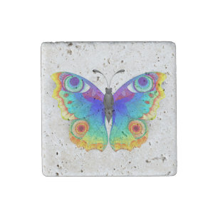 Rainbow Butterfly Peacock Eye Stone Magnet