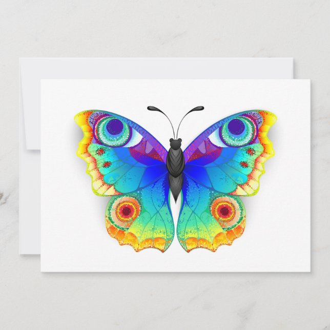 Rainbow Butterfly Peacock Eye Thank You Card (Front)