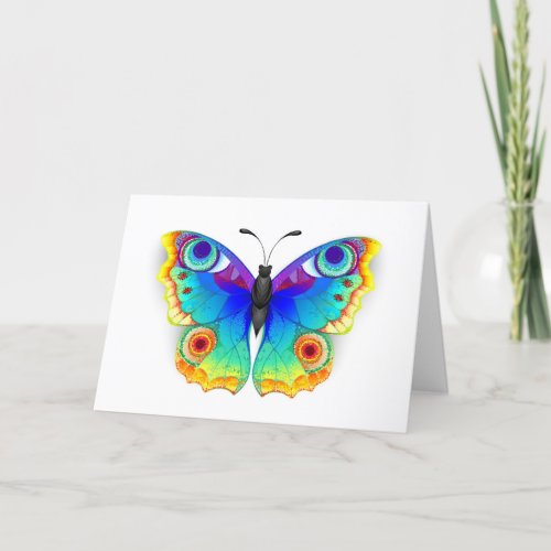 Rainbow Butterfly Peacock Eye Thank You Card