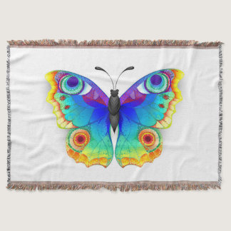 Rainbow Butterfly Peacock Eye Throw Blanket
