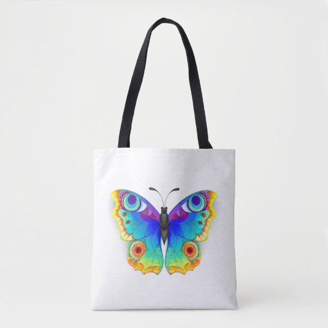 Rainbow Butterfly Peacock Eye Tote Bag (Front)