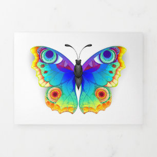 Rainbow Butterfly Peacock Eye Tri-Fold Announcement
