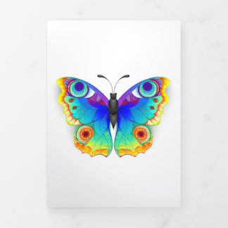Rainbow Butterfly Peacock Eye Tri-Fold Card