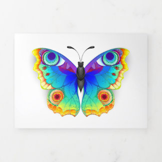 Rainbow Butterfly Peacock Eye Tri-Fold Holiday Card