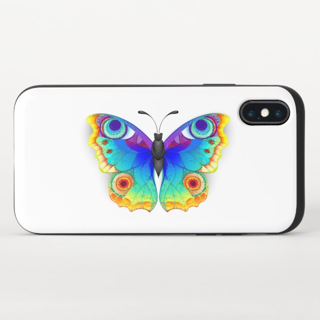 Rainbow Butterfly Peacock Eye Uncommon iPhone Case (Closed)