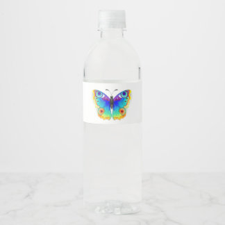 Rainbow Butterfly Peacock Eye Water Bottle Label