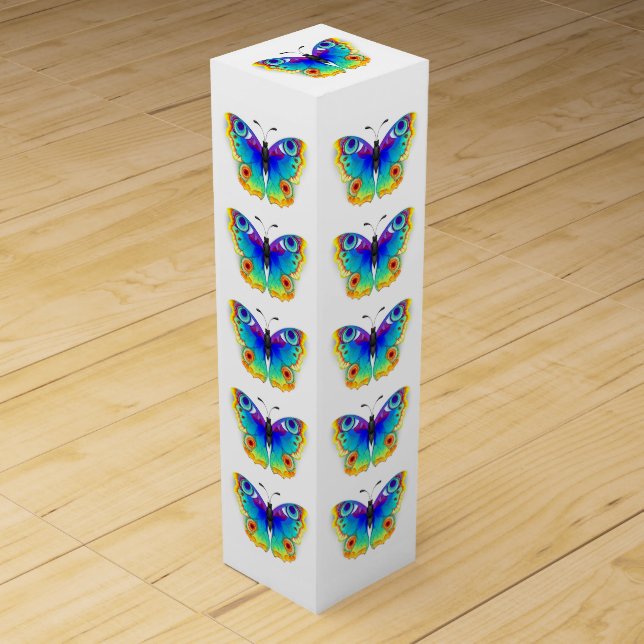 Rainbow Butterfly Peacock Eye Wine Box (Front)