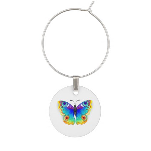 Rainbow Butterfly Peacock Eye Wine Charm