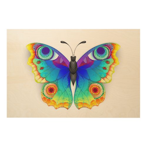 Rainbow Butterfly Peacock Eye Wood Wall Art