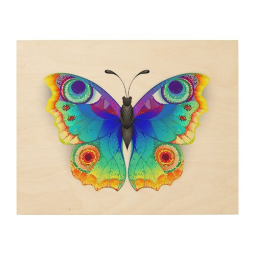 Rainbow Butterfly Peacock Eye Wood Wall Art