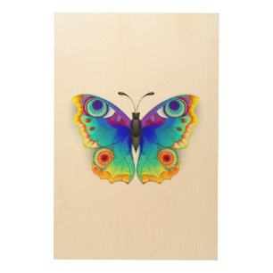 Rainbow Butterfly Peacock Eye Wood Wall Art