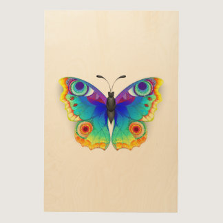 Rainbow Butterfly Peacock Eye Wood Wall Art