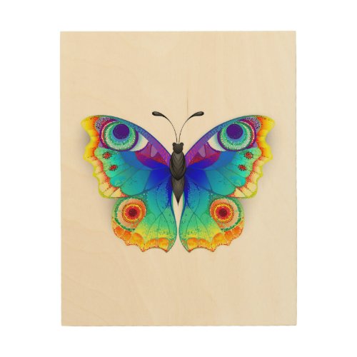 Rainbow Butterfly Peacock Eye Wood Wall Art