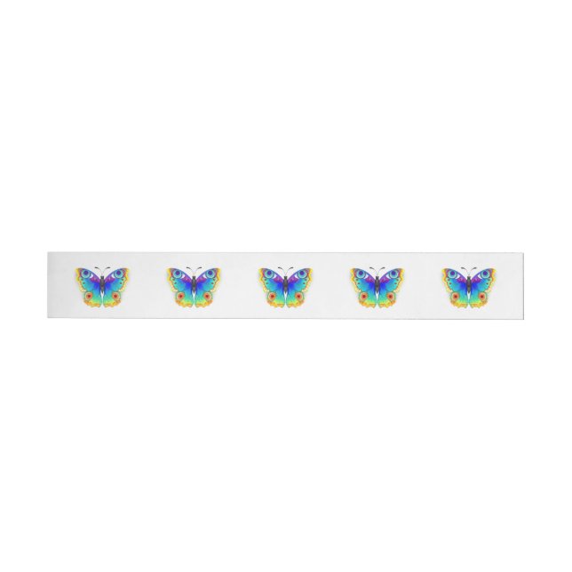Rainbow Butterfly Peacock Eye Wrap Around Address Label (Individual)