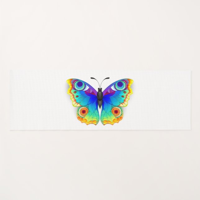 Rainbow Butterfly Peacock Eye Yoga Mat (Front (Horizontal))