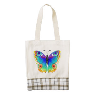 Rainbow Butterfly Peacock Eye Zazzle HEART Tote Bag