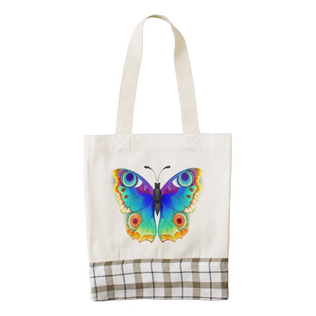 Rainbow Butterfly Peacock Eye Zazzle HEART Tote Bag (Front)