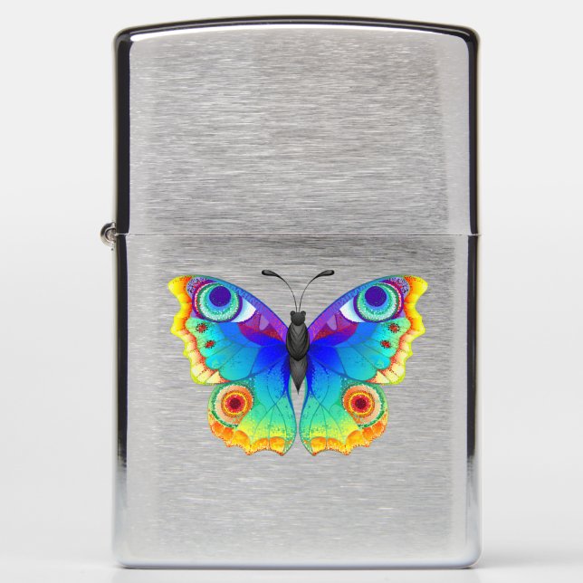 Rainbow Butterfly Peacock Eye Zippo Lighter (Front)