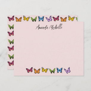 Rainbow Butterfly Personalized Note Cards