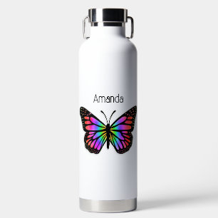 Rainbow Butterfly Personalized Water Bottle