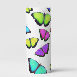 Rainbow Butterfly Pillar Candle