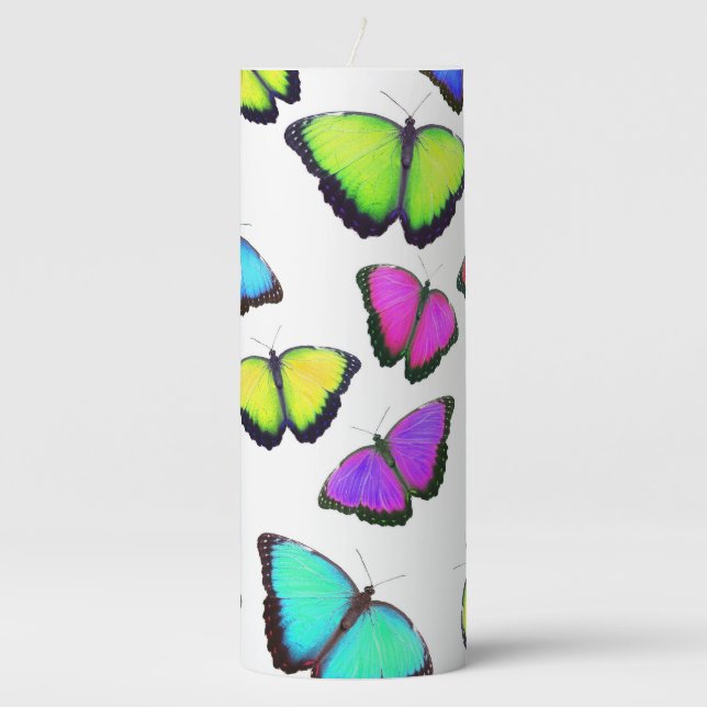 Rainbow Butterfly Pillar Candle (Front)