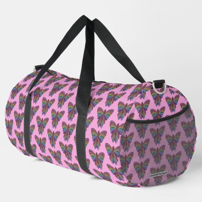 Rainbow Butterfly (pink) - Duffel Bag (Right Corner)
