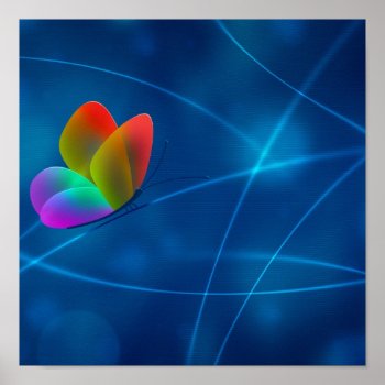 Rainbow Butterfly Poster by vladstudio at Zazzle