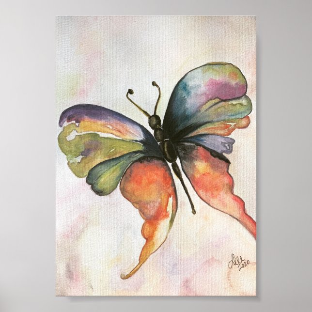 Rainbow Butterfly Premium Canvas Poster (5x7) (Front)