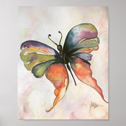 Rainbow Butterfly Premium Canvas Poster 8x10