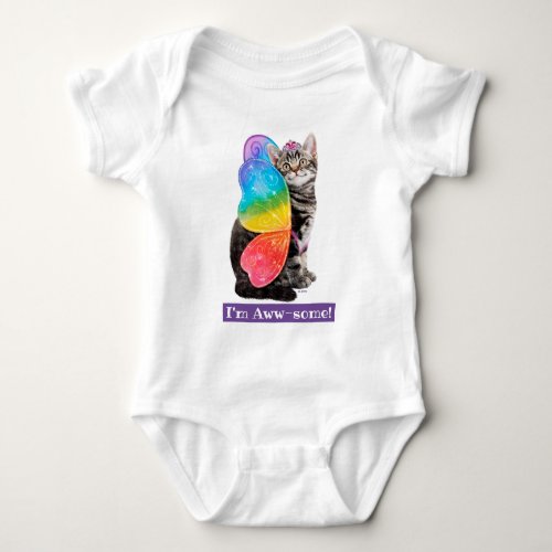 Rainbow Butterfly Princess Kitten Baby Bodysuit