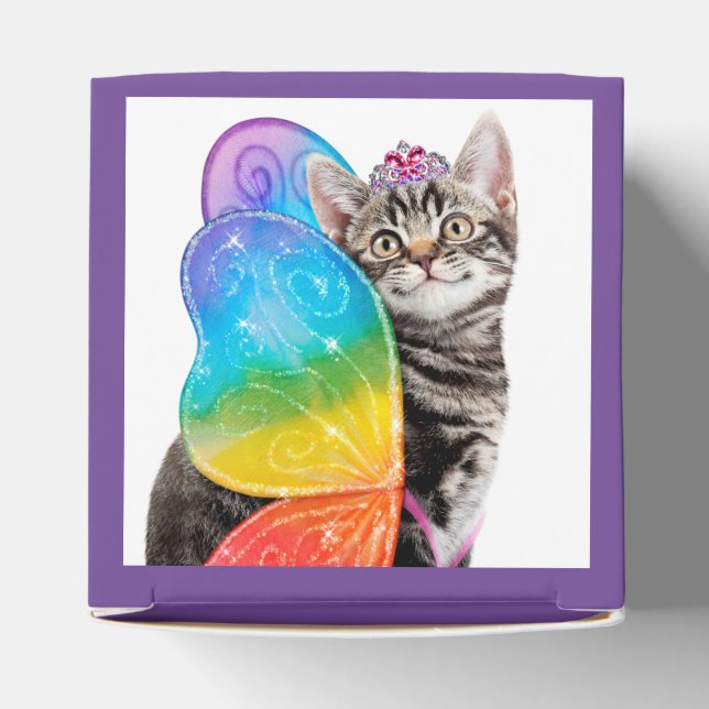 Rainbow Butterfly Princess Kitten Favor Boxes (Top)