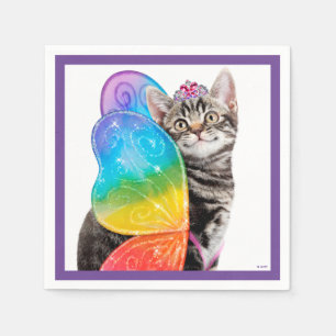 Rainbow Butterfly Princess Kitten Napkins