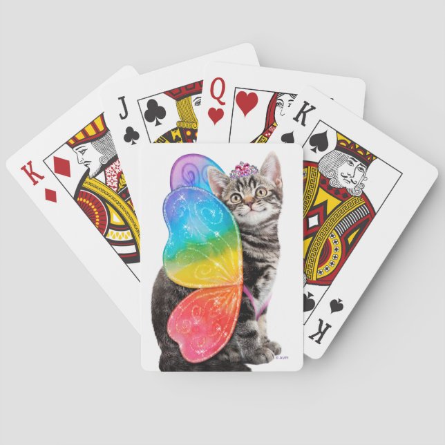 Rainbow Butterfly Princess Kitten Poker Cards (Back)