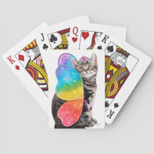 Rainbow Butterfly Princess Kitten Poker Cards