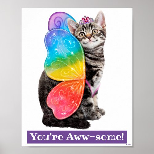 Rainbow Butterfly Princess Kitten Poster